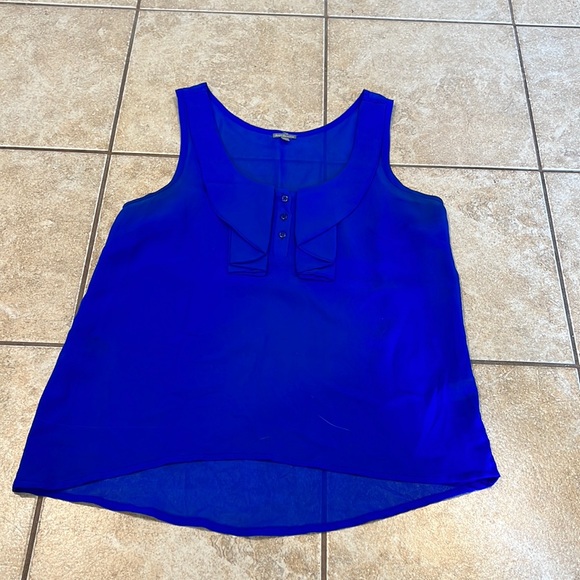 Charlotte Russe Tops - Charlotte Russe Bright Royal Blue Semi Sheer Tank Top with Collar Neck Detail